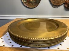 Brass Charger Plates Set of 10, Vintage 12 Inch Diameter Made In India picture