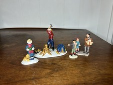 Lemax 1999 Can't Wait Till Christmas / Cutting Wood Village 92316A Girl Puppy picture