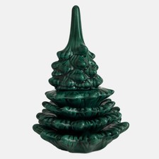 VTG Stacking MCM Green Ceramic Christmas Tree Ashtrays Atlantic Mold NO LIGHTER picture
