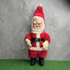Vintage 1950s 60s Rubber Face Santa Claus 20” Plush Christmas Doll MCM Decor picture