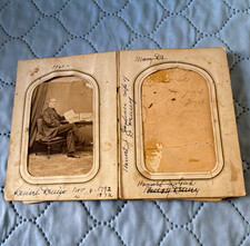 Antique CDV Photograph Album, 5 Sepia Albumen Prints, Handwritten, 1860 picture