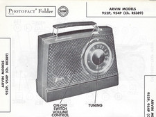 1955 Arvin 952P 954P Portable AM Radio Receiver Photofact Manual Schematic picture