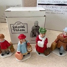4 piece Lefton Colonial Village Travel Family Girl boy mom dad #11281  (u16) picture