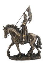 Joan of Arc on Horse Back with Flag Cold Cast Bronze Home Decorative Figurine picture