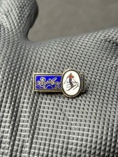 Vintage Park City Utah Skier Ski Resort Gold Tone Enamel Pin picture