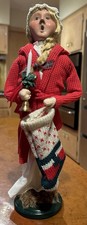 Byers Choice 2003 Talbots Exclusive Girl Caroler Bell Candle Knit Stocking picture