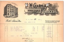 1909 H.W. Clark & Co. Wholesale Grocers North Adams Billhead picture
