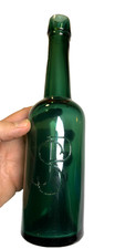 Antique JSP Medicinal Malt Bottle Emerald Green Applied Glass Monogram New York picture