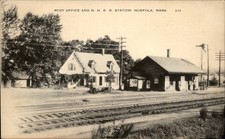 Norfolk MA Post Office and N.H.R.R. Station c1900s-10s Vintage Postcard picture