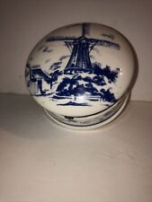Imperial Porcelain Trinket Box Blue Windmill Decor  picture