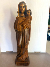 Vintage Wood Virgin Mary & Child Jesus Statue Figurine, Christianity 12.5”  picture