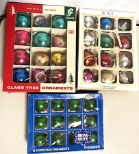 36  Glass Ball Indent Stencil Glitter Christmas ornament Shiny Brite Holly Box picture