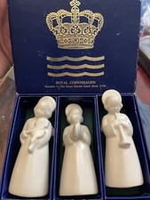 Set 3 Royal Copenhagen White Porcelain Angels Choir Instrument Figurines 3.75