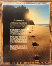 Footprints in the Sand Christian Jesus Inspirational Wood Plaque picture