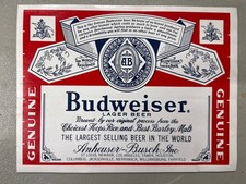  Vintage  Anheuser Busch BUDWEISER BEER Decal STICKER 9.25x7 Inch Bar Tavern picture