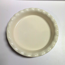 Paula Deen Round Ceramic Pie Dish White w/ Black Vine Rim Pie Plate picture