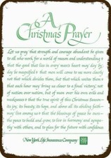 1971 New York Life Insurance Christmas Prayer DECORATIVE REPLICA METAL SIGN picture