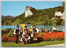 Vintage Slovenia Lake Bled Postcard - Folk Costume Yugoslavia Kompas picture