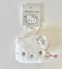 I heart Hello Kitty Mini Plush Bag Charm w Silver Features+Bow +Heart Clip NWT picture