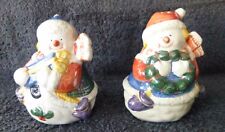 Salt And Pepper Shakers Snowmen Christmas Holiday Ceramic Xmas Decor Set Of 2 picture