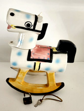 Vtg. Ceramic Hand Painted  Rocking Horse Bank , Lock & Key , Japan 8