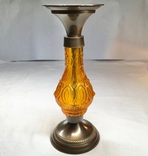 Textured Amber Glass With Bronze Finished Metal Candle Holder 10