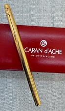 CARAN d'ACHE Madison Cisele 23 K GP BRASS M 14K nib Fountain Pen Swiss Boxed picture