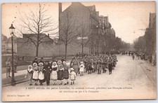 ANTIQUE METZ FRANCE LORRAINE COSTUME CHILDREN MILITARY BAND 1918 POSTCARD PO picture