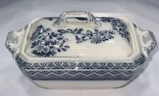 Wedgwood Small Tureen Teal Transferware 1850s Rare Bird & Wild Rose Whimsy READ picture