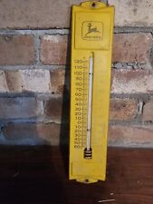 1940'S JOHN DEERE METAL THERMOMETER DEALER SIGN FARM SEED FEED PIG COW (WORKS) picture