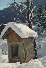Vintage Postcard Villereuse Chalet Winter Chapel Switzerland Color picture