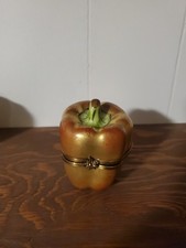 Vintage Chamart Limoges France Red Bell Pepper Vegetable Trinket Box Figurine picture