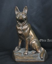 Antique 1920s Hubley #275 German Shepherd Cast Iron Doorstop Bronze Finish picture