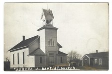 Aurora IA 1913 RPPC Baptist Church Postcard 2 People Walking Community Scene picture