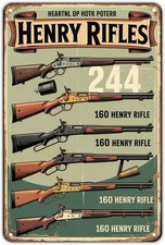 Vintage Henry Rifles Collection Tin Metal Signs Home Décor Vintage Firearms Prin picture