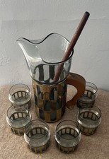 VTG MCM Åke Elmér Cocktail Set Björkshults Glasbruk Sweden Pitcher cordials 50s picture