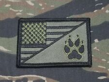 US FLAG K9 Paw Subdued OD Green Military Tactical Patch Tracker Unit 2x3 picture