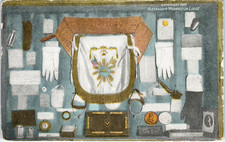 1907 GEORGE WASHINGTON RELICS POSTCARD WEDDING GLOVES MASONIC APRON DISPLAY E3 picture