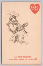 1911 Leap Year Postcard Etching by G. Rexer Brill Automobile Humor H.M. Rose picture