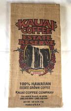 Kauai Coffee Bean Burlap Bag Estate Reserve 2004 Mounted on Frame 18” X 36” picture