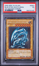  Yu-Gi-Oh Blue-Eyes White Dragon SDK-E001 1st Ed PSA 1 EN 2002 EUROPE picture