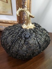 Dark Glamour French Bouclé Tweed Fall Pumpkin Mantel Decor By Gilded Maple 8x8 picture
