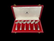 6pc set Asprey & Co Sterling Silver Individual Asparagus Tongs  1975 picture