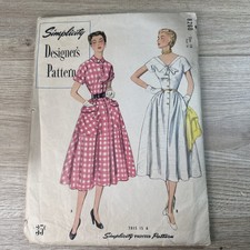 Vintage 1950s Simplicity Designer Pattern 8260 Dress Full Skirt -Bust 36 Size 18 picture