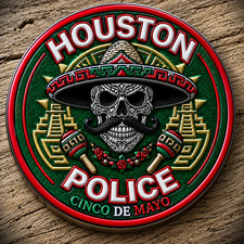 Houston Police Cinco de Mayo Challenge Coin 2 Side Sugar Skull Sombrero Mexican picture