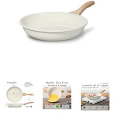 Nonstick Ceramic Frying Pan Skillet, Egg Omelette Cookware, 8 Inch White picture
