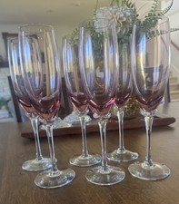 Set 6 Vintage Amethyst Purple Champaign Flutes Pastelle Orchid By GORHAM CRYSTAL picture