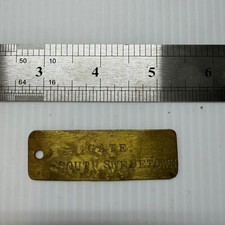 Vtg Gate South Swedetown Cellar Door Brass Mining Tag Calumet Hecla History MI picture