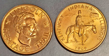 Vintage ABRAHAM LINCOLN 1969 BRASS MEDAL /COIN - KY, IN & IL Heritage Trail picture