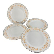 Cmielow Porcelain Ceramic Dish Plate Republic Of Poland Set 5 Orange White VTG picture